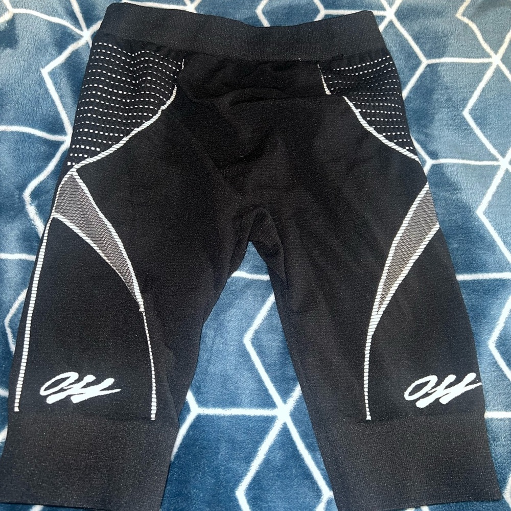 Off White Biker Shorts. Good for exercise or a quick run around.